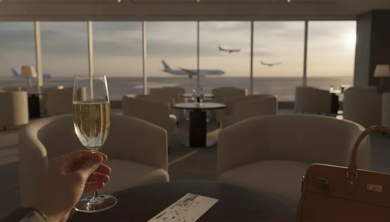 How much does first class cost hero image showing a premium airport lounge before an international flight